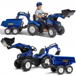 Falk šlapací traktor New Holland s přívěsem, modrý, od 3 let