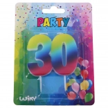 Narozeninová svíčka číslo 30 duhová