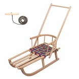 Dětské dřevěné sáně s opěrkou a madlem