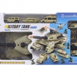 vojenská sada rozkládací tank s autíčky a helikoptérou