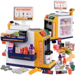 Dětská samoobslužná prodejna s kávovarem a lednicí – skener, pokladna a doplňky