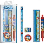 Školní set SONIC – pravítko, propiska, guma, tužka a ořezávátko