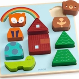 DJECO Puzz & Match duha – dřevěné puzzle a stavebnice pro nejmenší