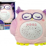 Sladká plyšová sova s barevným projektorem hvězdiček a melodií