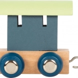 Dřevěný vagónek Small Foot polárního vláčku abecedy - modrý