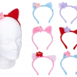 Karnevalová čelenka kočičí uši s květinou – mix barev