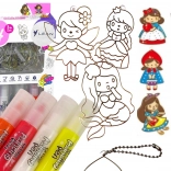 Sada vitrážových závěsek k malování – princezny, 6 ks