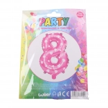 Nafukovací balónek číslo 8 růžový se srdíčky