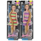 Panenka v proužkovaných šatech s kloubovými pažemi 28 cm