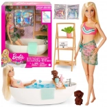 barbie relax – koupel s konfetovou pěnou a vanou, blond panenka a doplňky