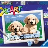 malování podle čísel roztomilá štěňata 18 × 13 cm – RAVENSBURGER CreArt