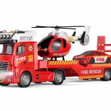 hasičský tahač s helikoptérou a efekty 55 cm – herní set