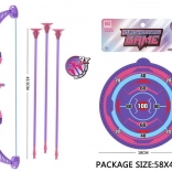 Dětský luk se šípy a terčem, fialový, 57 cm