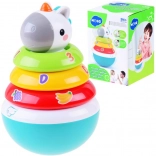 Barevná stohovací hračka s chrastítkem a jednorožcem