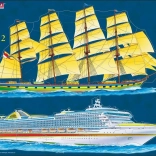 Puzzle LARSEN Lodě - minulost a současnost, 20 dílků