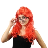 Červená dlouhá karnevalová paruka s ofinou pro dospělé