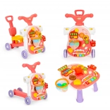 Odstrkovací kolo, koloběžka, interaktivní vzdělávací stůl 4v1 pro děti červený