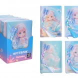 Linkovaný notes 14 × 21 cm – mořská panna s culíkem, 80 stran