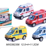Kovový model policejního auta a sanitky s pull-back pohonem