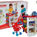 dětský supermarket s pokladnou, skenerem a nákupním vozíkem