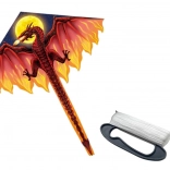 Velký drakový létající drak červený s dlouhým ocasem 170 × 130 cm