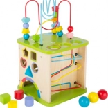 Small Foot dřevěná motorická kostka s labyrintem 5v1