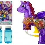 Fialová jednorožec pistole na mýdlové bubliny