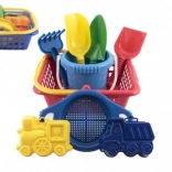 Dětská sada na písek s košíkem, kyblíkem a bábovkami