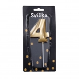 Párty svíčka číslo 4 zlatá