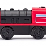 Červená lokomotiva na baterie