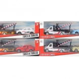 Kovová odtahovka s autem – 4 barevné varianty