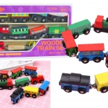 Dřevěný vláček s magnety - sada 12 ks