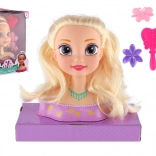 Česací hlava blond s doplňky