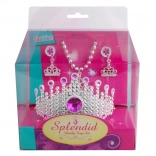 Set pro malé princezny – růžový korunka, náhrdelník a náušnice