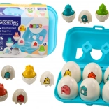 Barevná sada šesti geometrických dinosaurích vajec