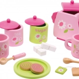 Dřevěný čajový set Rose