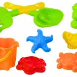 Sada pískových hraček s kbelíkem, sítem a formičkami, 8 dílů