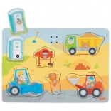 Dřevěná zvuková vkládačka na stavbě GOKI