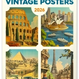 Nástěnný kalendář Vintage plakáty – světová města 2026