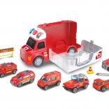 Hasičské auto s efekty a 6 malými auty
