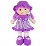 Textilní panenka na mazlení fialová, proužkovaná, 50 cm