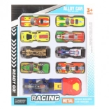 Sada kovových autíček s vystřelovací základnou