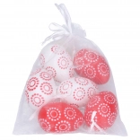 Dekorační plastová vajíčka červenobílé 4x6 cm