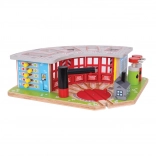 Bigjigs Rail dřevěné depo pro 5 vláčků