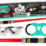 Kosmická sada: světelný meč s turkusovým světlem a ochranné brýle se zvukem