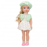 Panenka se zvuky 36 cm s kabelkou a čepicí