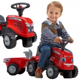 FALK dětský traktor BABY MASSEY FERGUSON s přívěsem a doplňky, červený