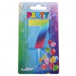 Párty svíčka číslo 7 duhová