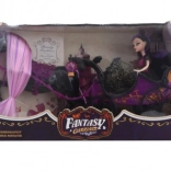 Kočár pro panenky na baterie s koněm a kloubovou panenkou