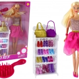 Loutka Lucy s růžovými třpytivými šaty a sadou bot